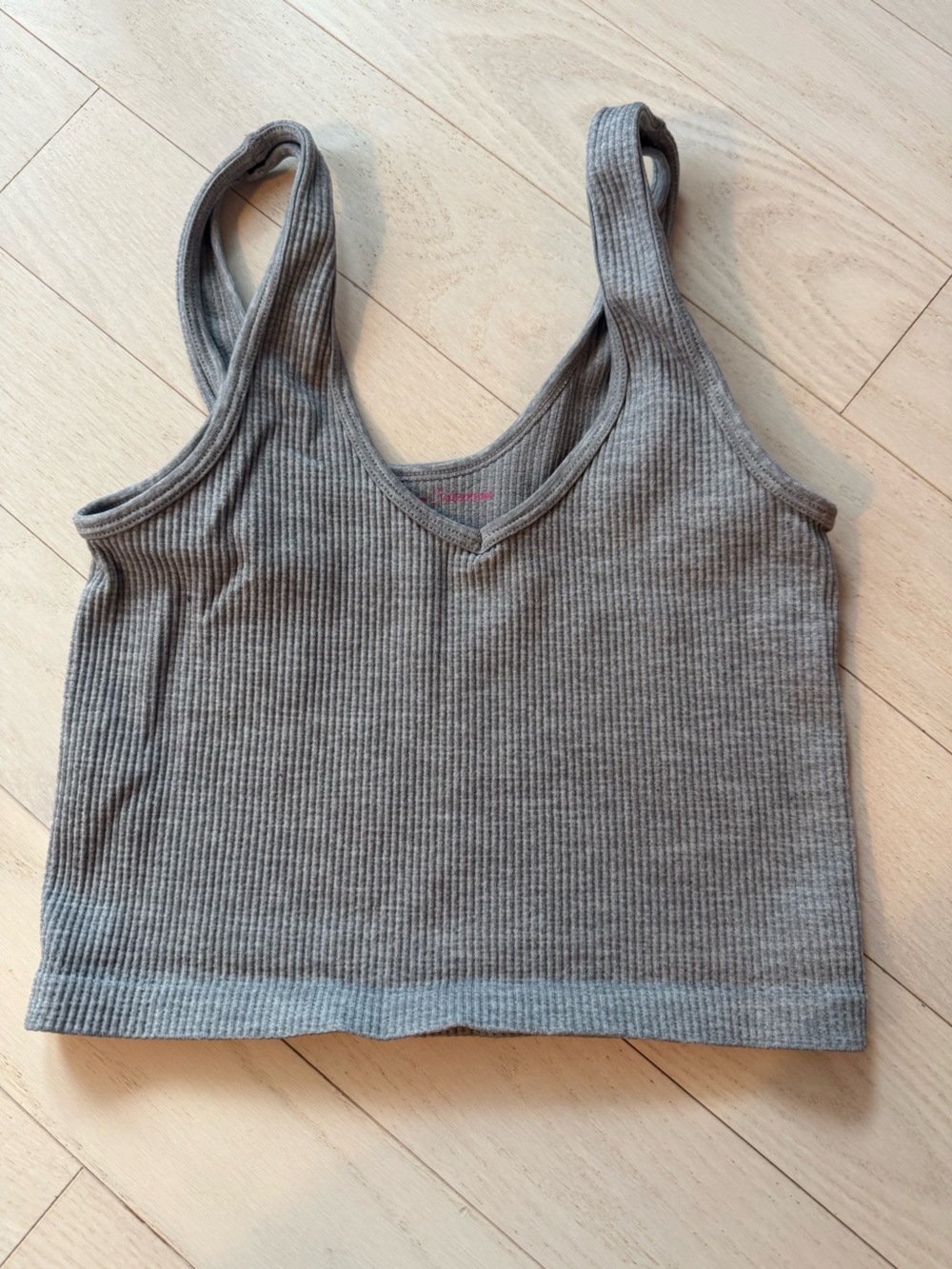 aerie Ribbed Gray Scoop Neck Racerback Tank